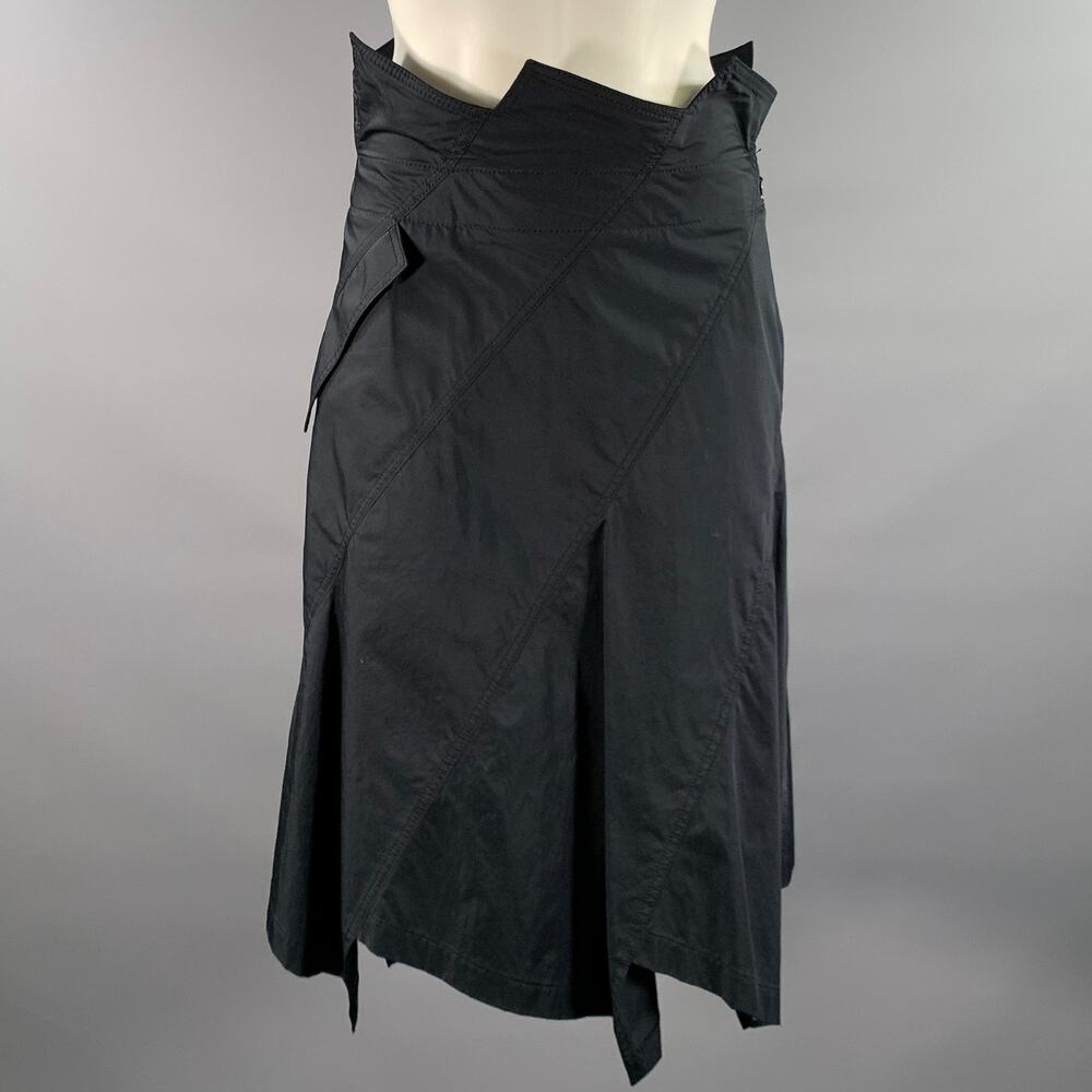 ISSEY MIYAKE Size 2 Black Nylon Cotton Knee-Length Skirt